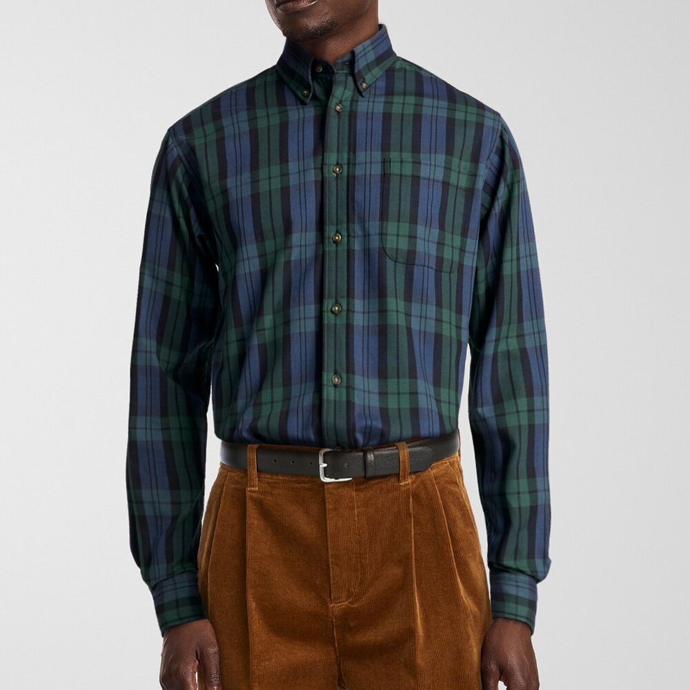 BNWT AW24 VIYELLA BLACK GREEN TARTAN SHIRT S